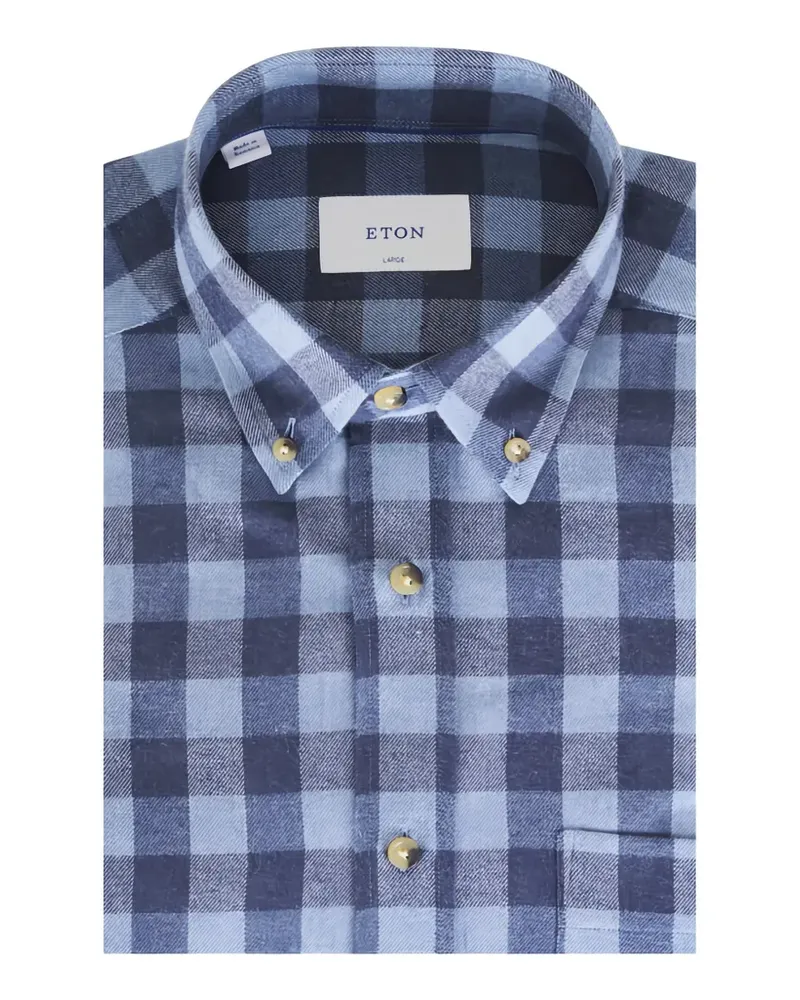 Eton Kariertes Flanellhemd - Blau Blau