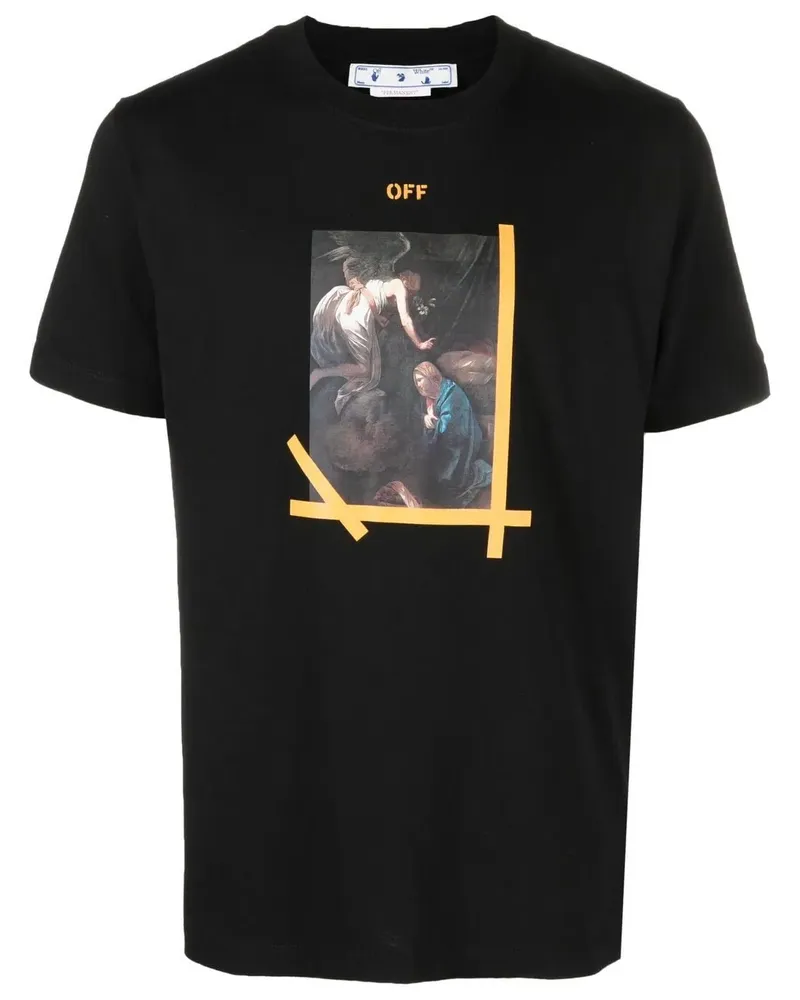 OFF-WHITE T-Shirt mit Arrows Caravaggio-Print - Schwarz Schwarz