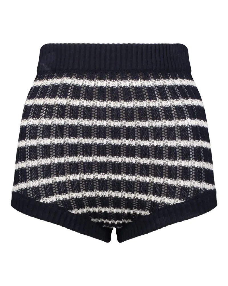 RED Valentino striped pointelle-knit shorts - Schwarz Schwarz
