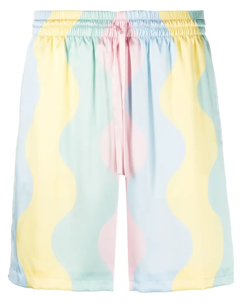 Casablanca Paris Shorts aus Seide mit Wellen-Print - Gelb Gelb