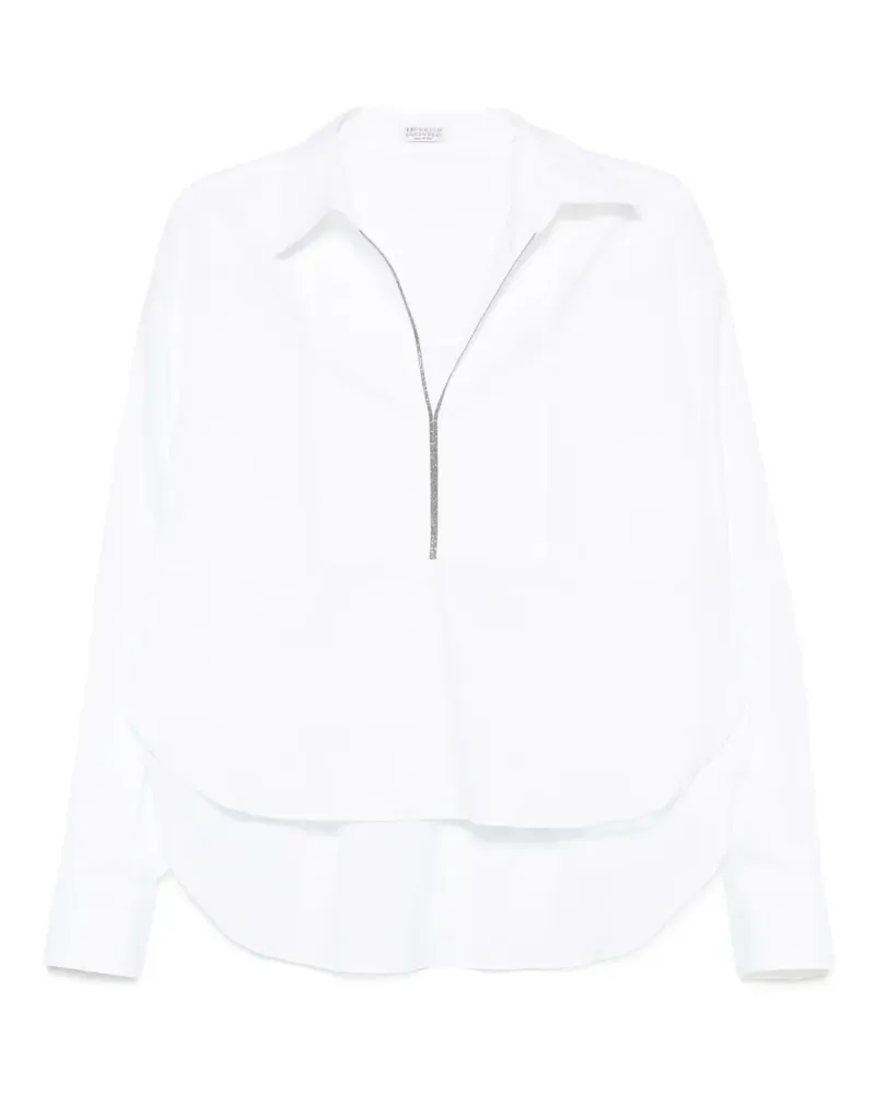 Brunello Cucinelli Bluse mit V-Ausschnitt - Weiß Weiß