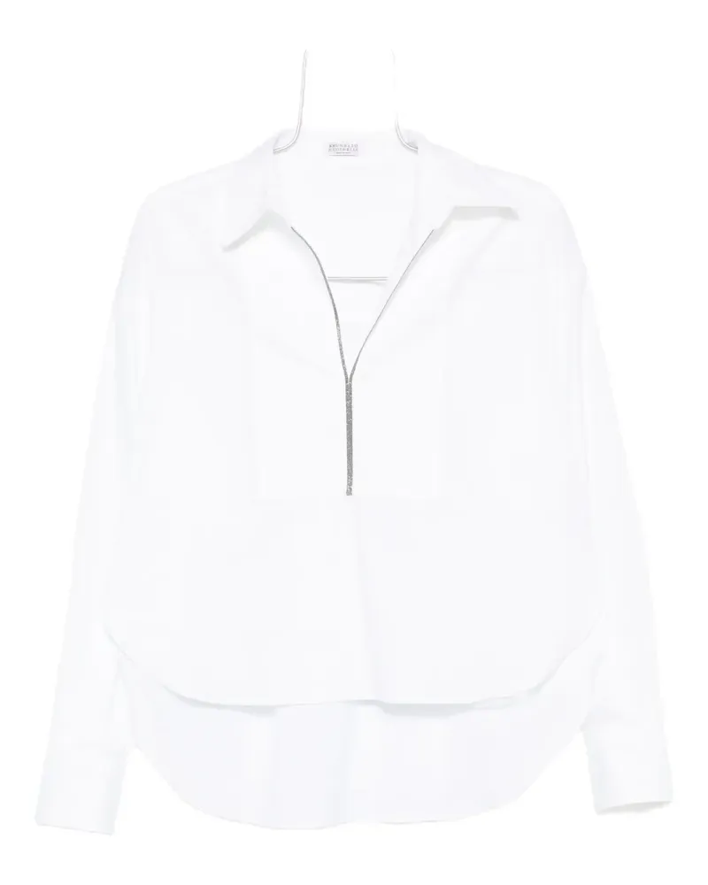 Brunello Cucinelli Bluse mit V-Ausschnitt - Weiß Weiß