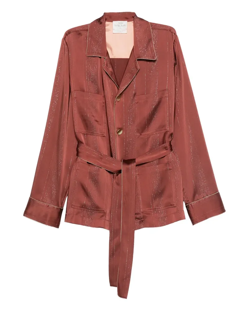 forte_forte Gürteljacke mit Metallic-Streifen - Braun Braun