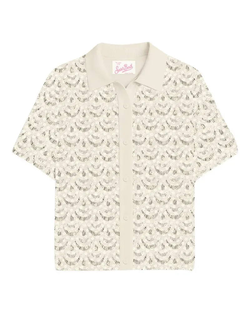 MC2 Saint Barth Monet sequin-embellished crochet-effect shirt - Nude Nude