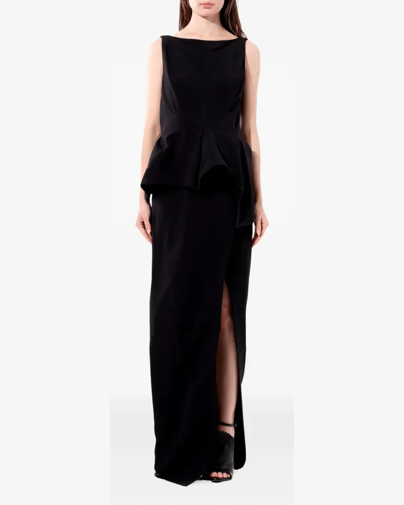Balenciaga Midikleid mit V-Ausschnitt - Schwarz Schwarz