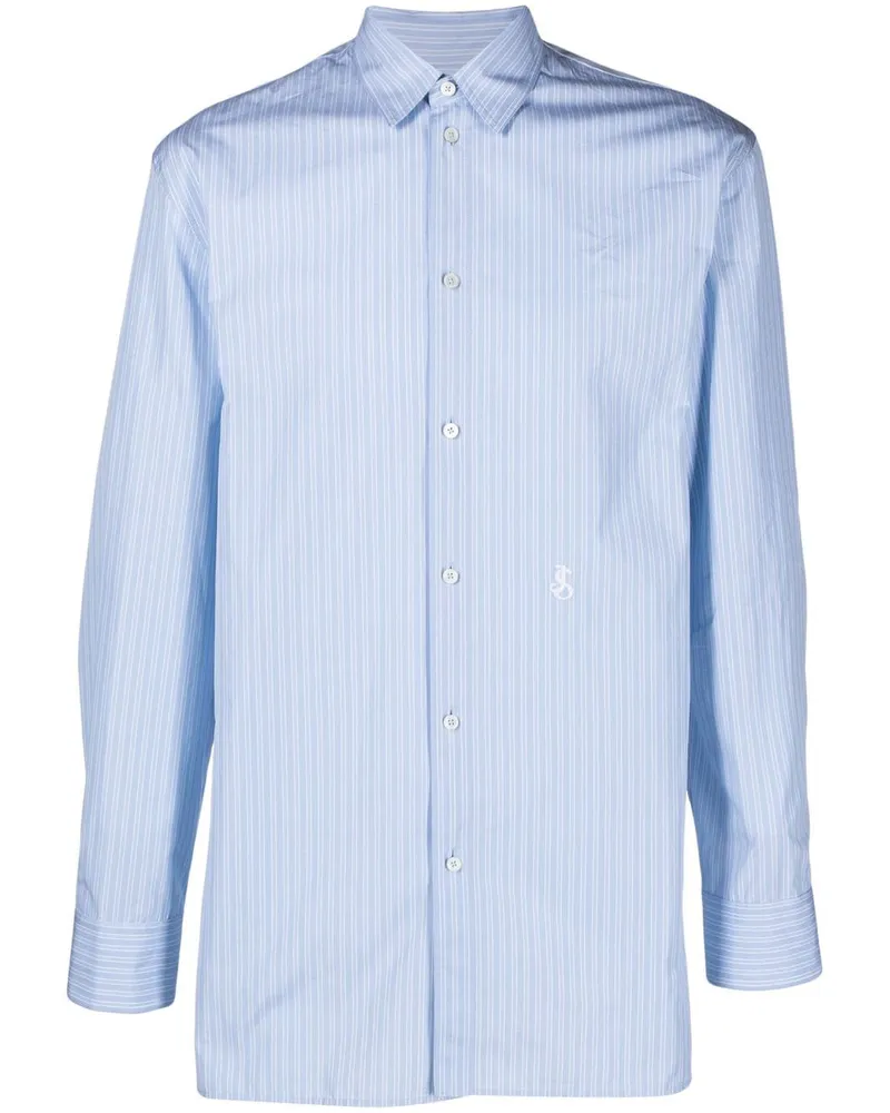 Jil Sander Gestreiftes Hemd mit Logo - Blau Blau