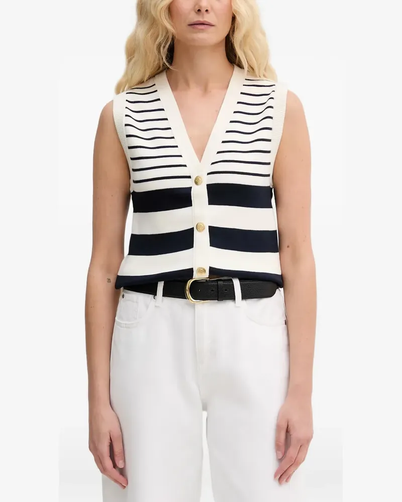 Gant striped button-up gilet - Weiß Weiß