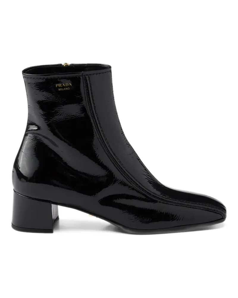 Prada Stiefeletten aus Lacknappaleder - Schwarz Schwarz