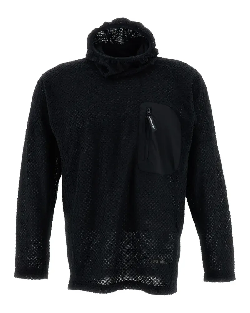 and wander Air Fleece 2 waffle-knit hoodie - Schwarz Schwarz