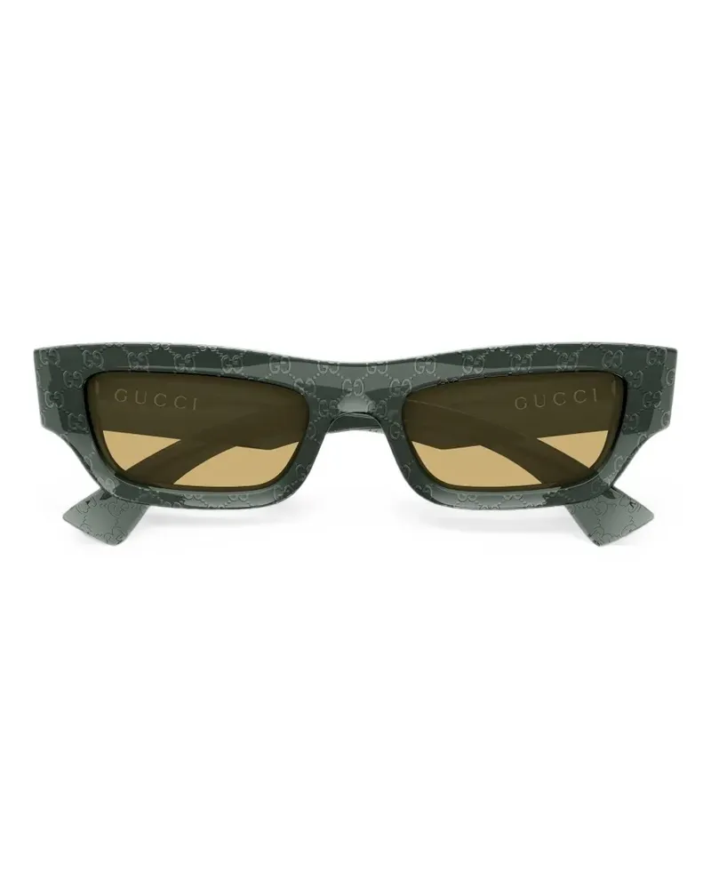Gucci Eckige Sonnenbrille mit Monogrammmuster - Grün Grün