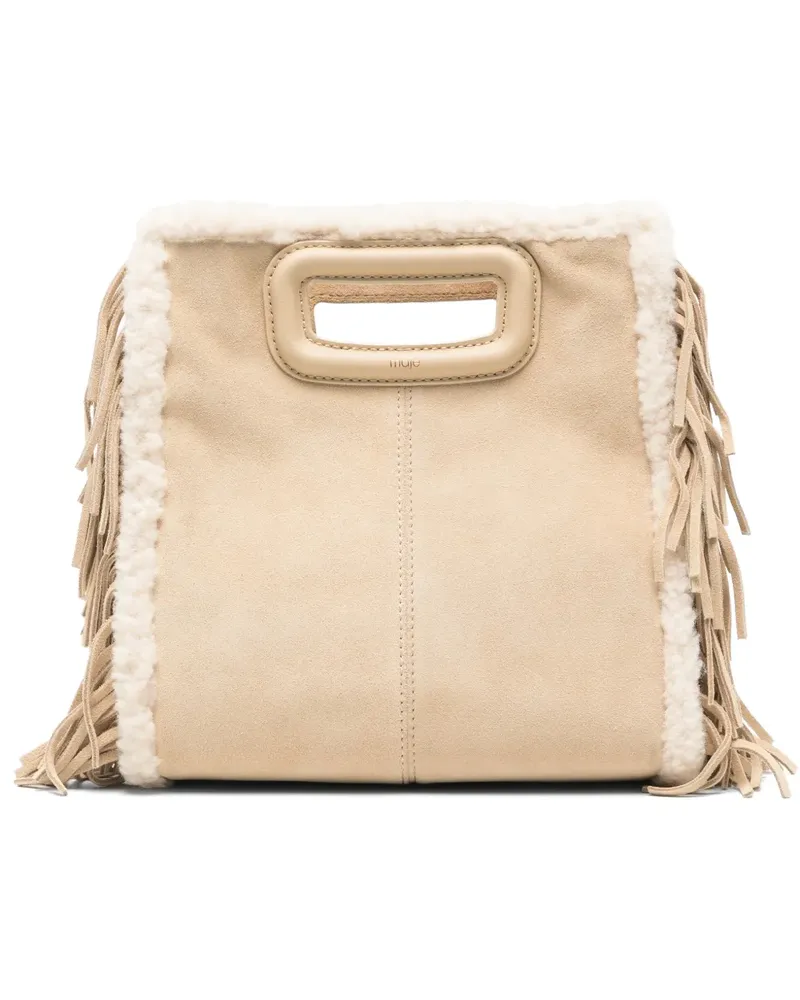 Maje Tote Bag mit Shearling-Besatz - Nude Nude