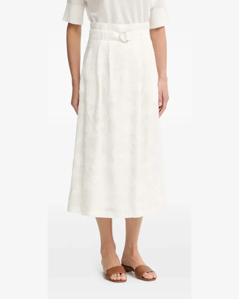 MARC AUREL belted jacquard-pattern midi A-line skirt - Weiß Weiß