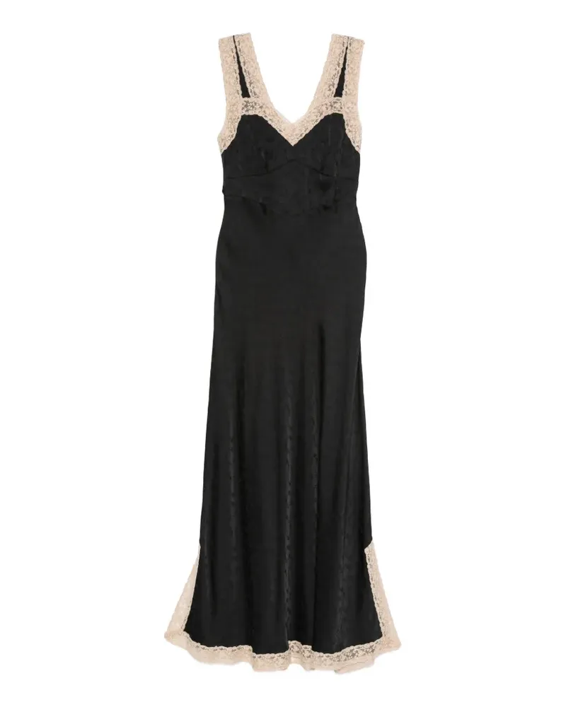 RIXO Keily lace-trim maxi dress - Schwarz Schwarz
