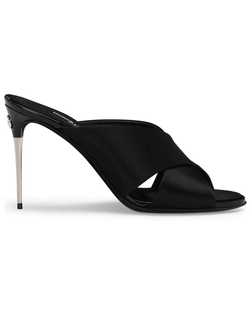 Dolce & Gabbana Keira Mules aus Satin 85mm - Schwarz Schwarz