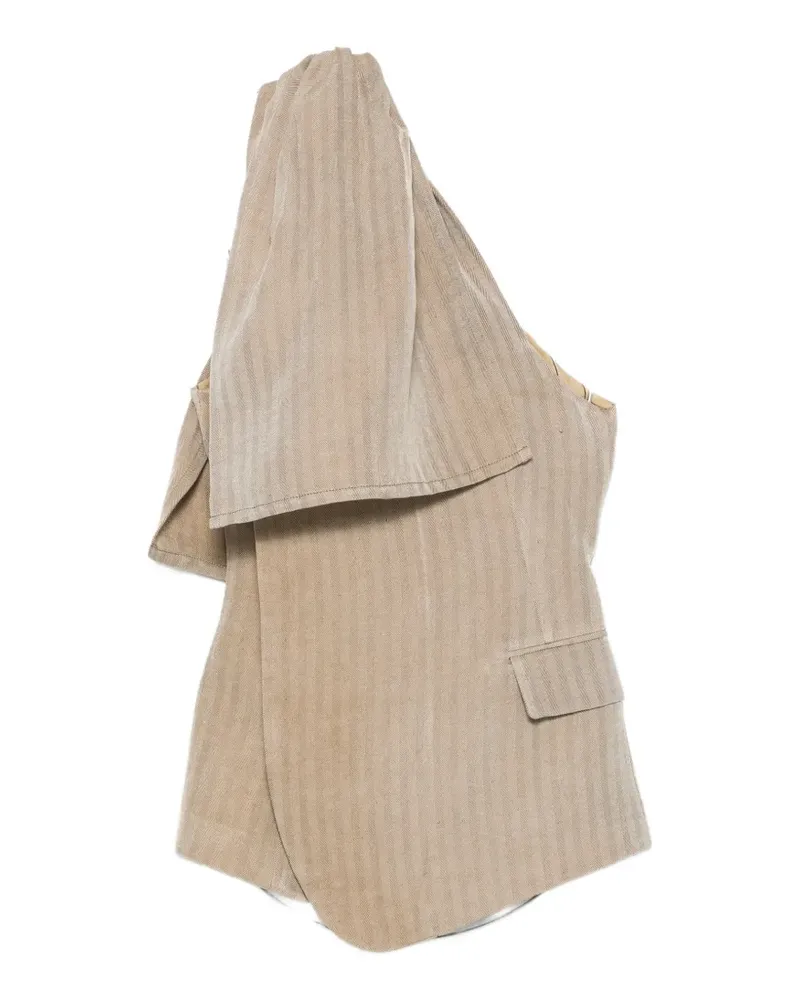 Uma Wang one-shoulder striped top - Nude Nude