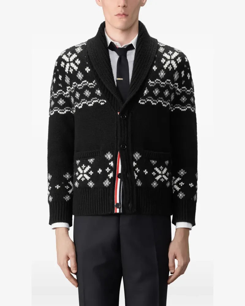 Thom Browne Icelandic Fair Isle Cardigan aus Kaschmir - Schwarz Schwarz