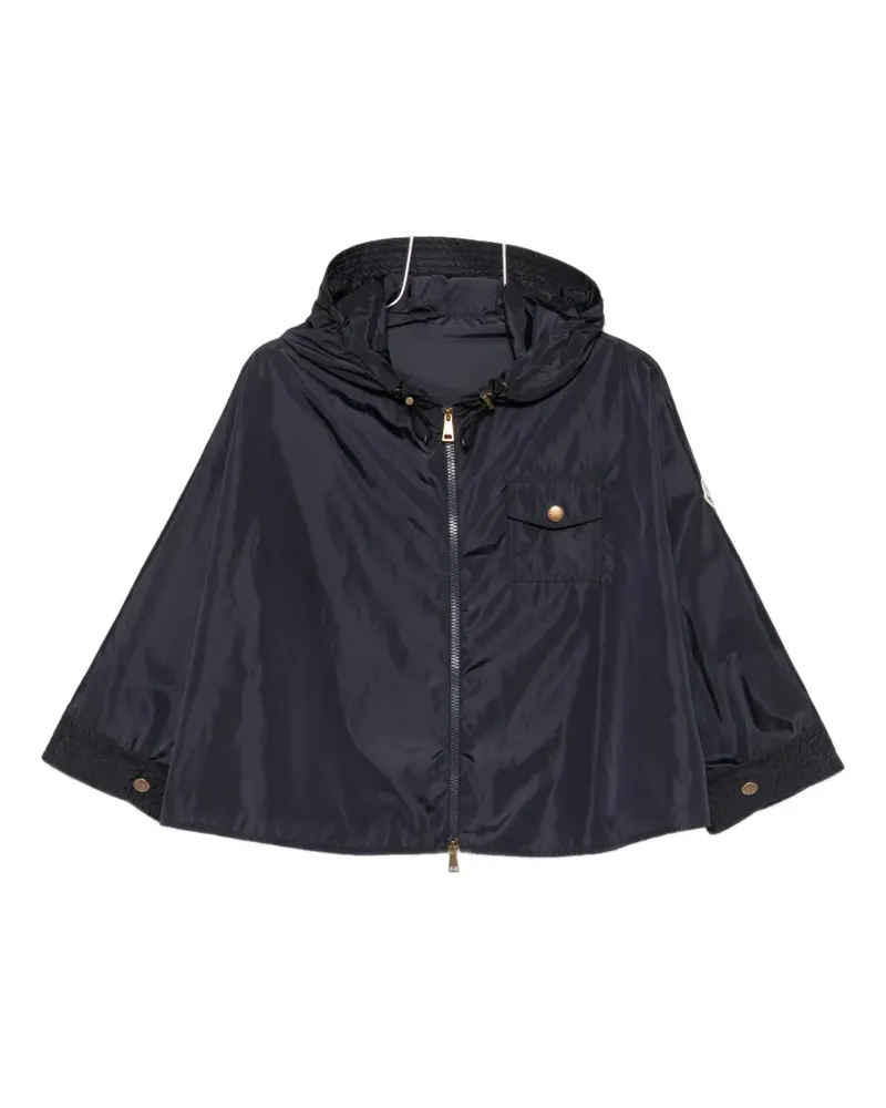 Moncler hooded logo-patch cape - Blau Blau