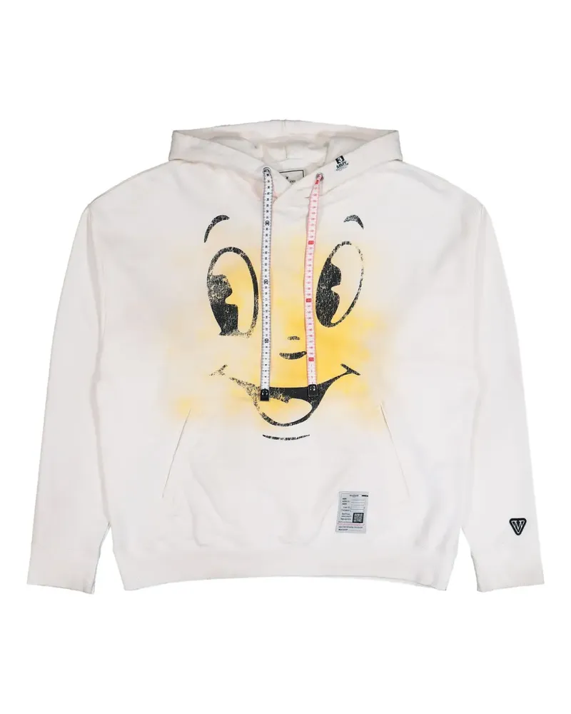MIHARAYASUHIRO Hoodie im Distressed-Look - Weiß Weiß