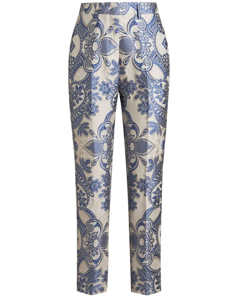 Etro Zigarettenhose mit Paisley-Jacquard - Blau Blau