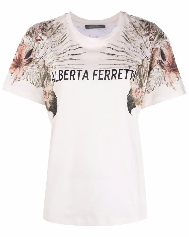 Alberta Ferretti T-Shirt mit Logo-Print - Nude Nude