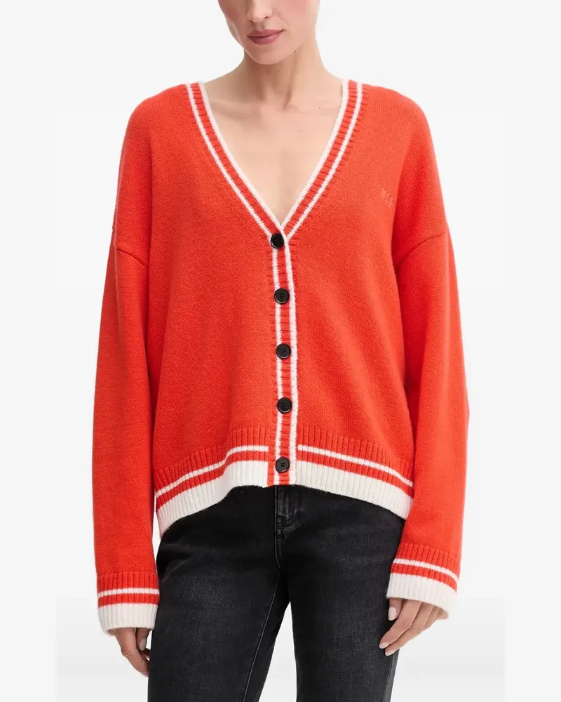 MSGM Gestreifter Cardigan mit V-Ausschnitt - Rot Rot