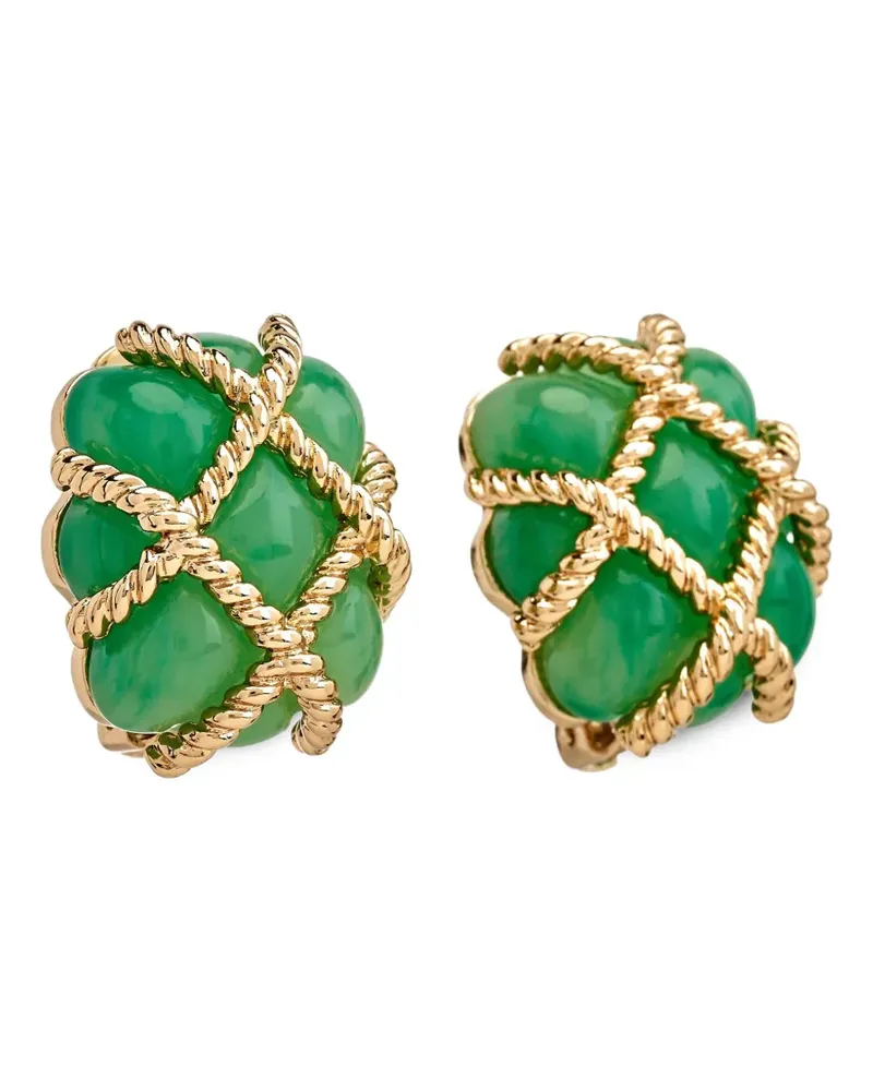 Kenneth Jay Lane Gesteppte Jade Ohrclips - Grün Grün