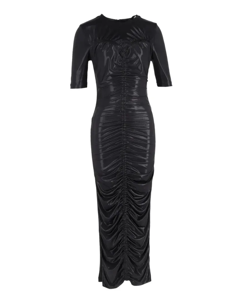 ROTATE Birger Christensen Gerafftes Abigail Maxikleid - Schwarz Schwarz