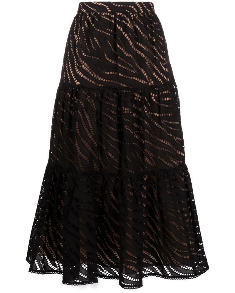 Michael Kors Bestickter Midirock - Schwarz Schwarz