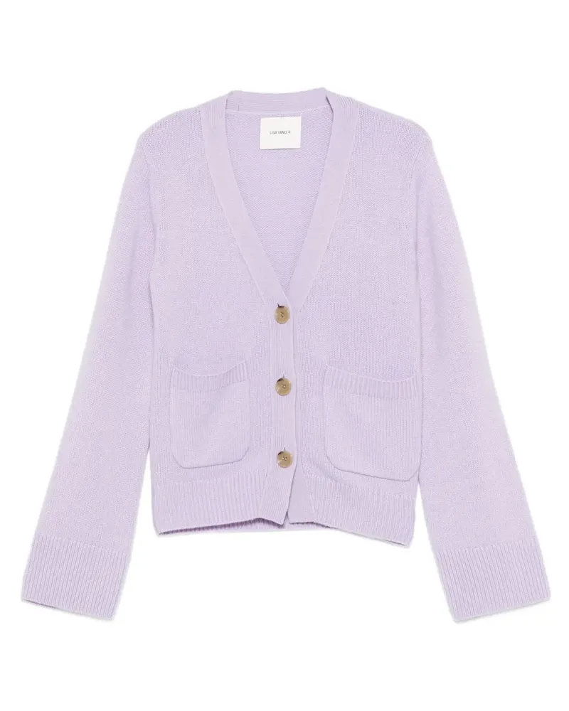 Lisa Yang Cardigan mit aufgesetzter Tasche - Violett Violett