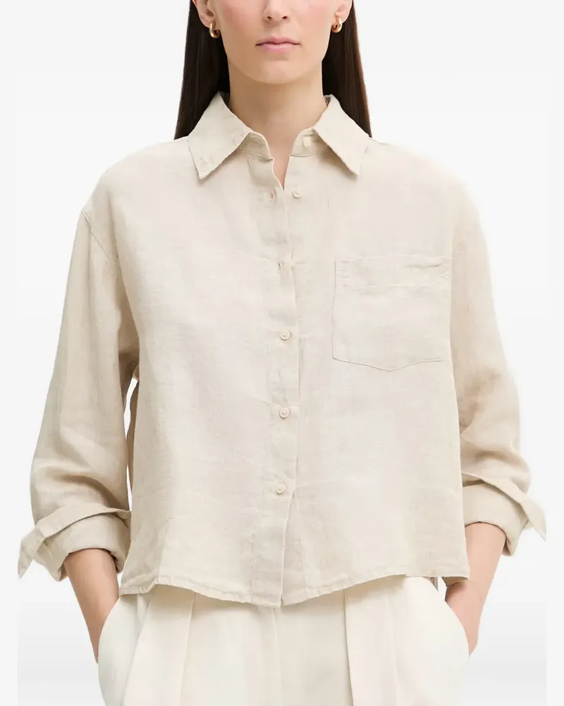 Marc O'Polo Cropped-Hemd aus Leinen - Nude Nude