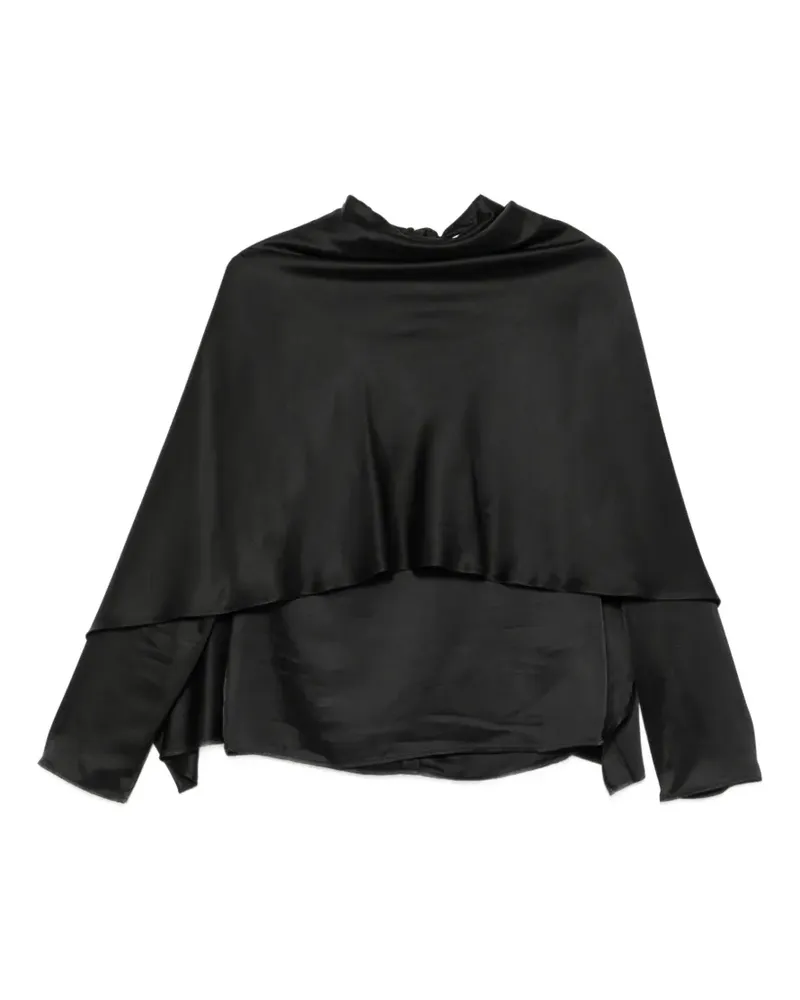 Róhe Drapierte Bluse aus Satin - Schwarz Schwarz