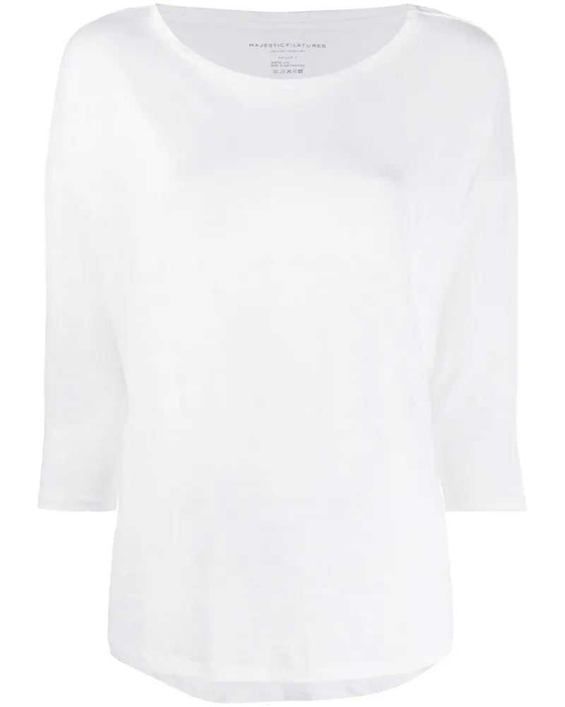 Majestic T-Shirt mit kastigem Schnitt - Weiß Weiß