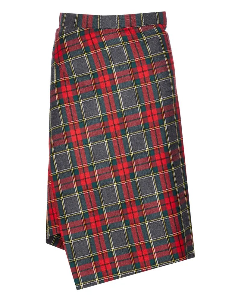 Vivienne Westwood Asymmetrischer Midirock mit Karomuster - Rot Rot