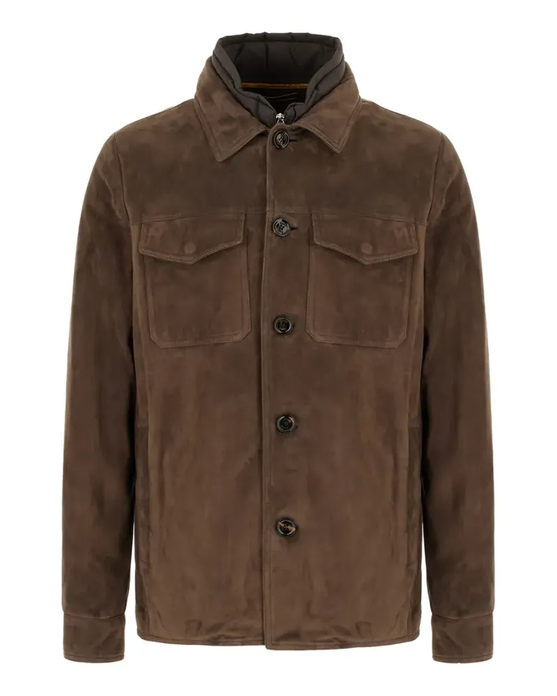 MOORER Torquato-TZ suede panelled jacket - Braun Braun