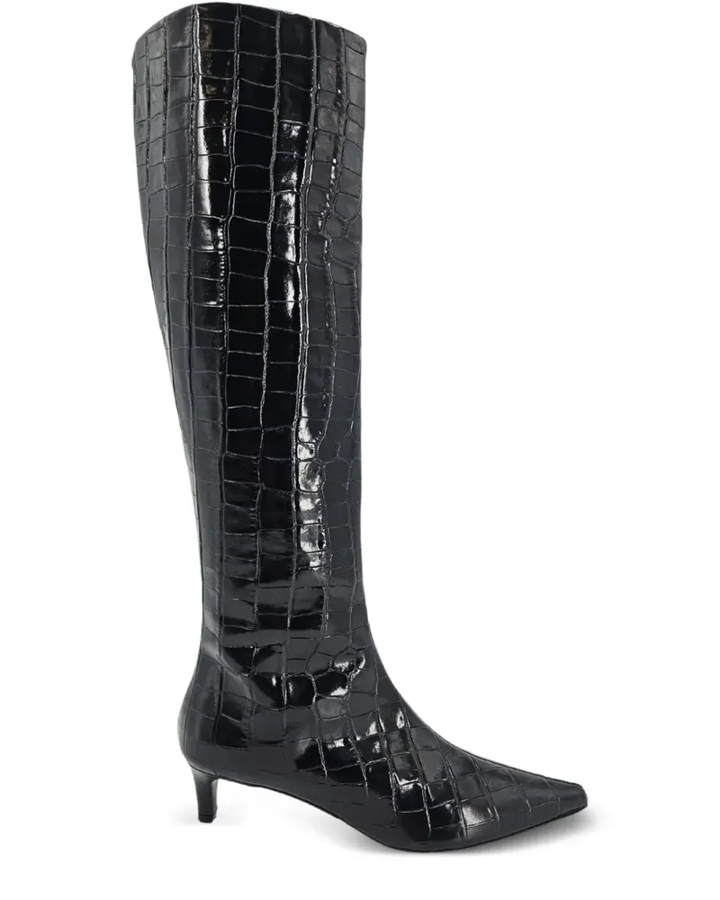 MADISON.MAISON Spitze Stiefel mit Kroko-Effekt 45mm - Schwarz Schwarz