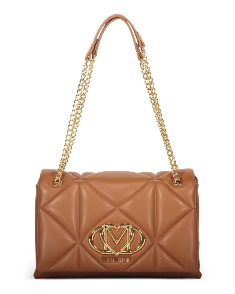 Moschino Gesteppte Schultertasche mit Schnalle - Nude Nude