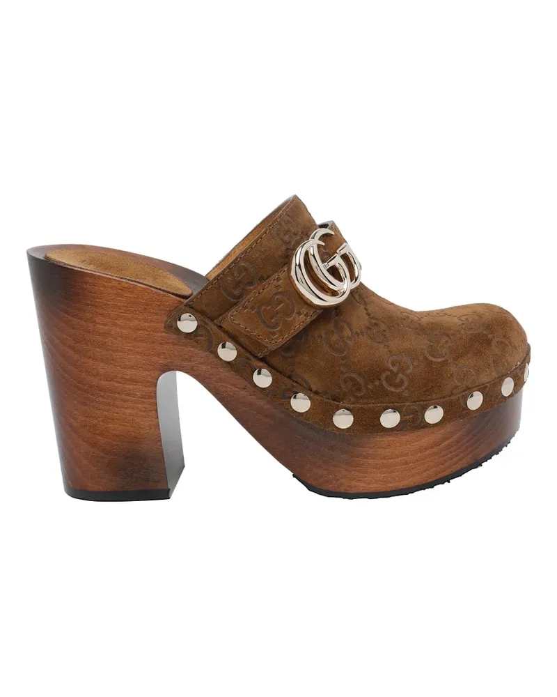 Gucci Wildleder-Mules mit Nieten - Braun Braun