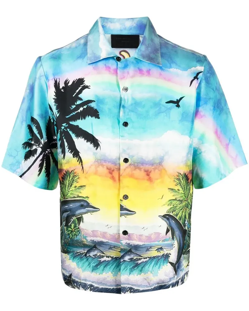 Philipp Plein Seidenhemd mit grafischem Print - Blau Blau