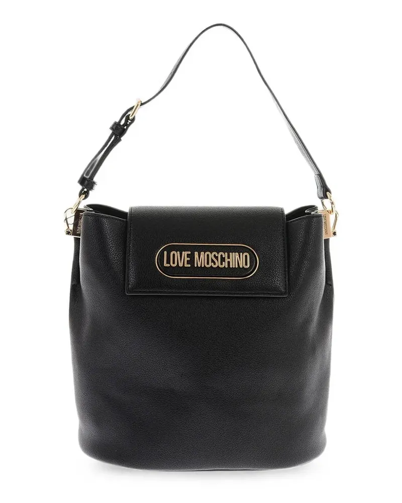 Moschino logo-embossed bucket bag - Schwarz Schwarz