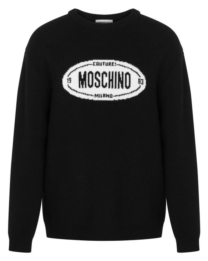 Moschino Pullover mit Intarsien-Logo - Schwarz Schwarz