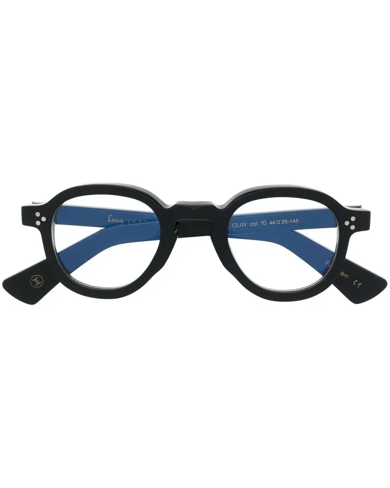 Lesca Runde Brille mit Logo-Print - Schwarz Schwarz