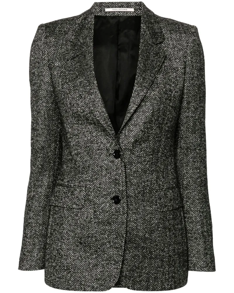 Tagliatore Blazer mit Fischgrätenmuster - Schwarz Schwarz