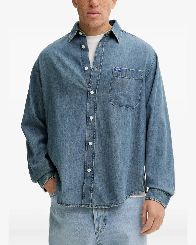 HUGO BOSS Ebalto Hemd mit aufgesetzter Tasche - Blau Blau