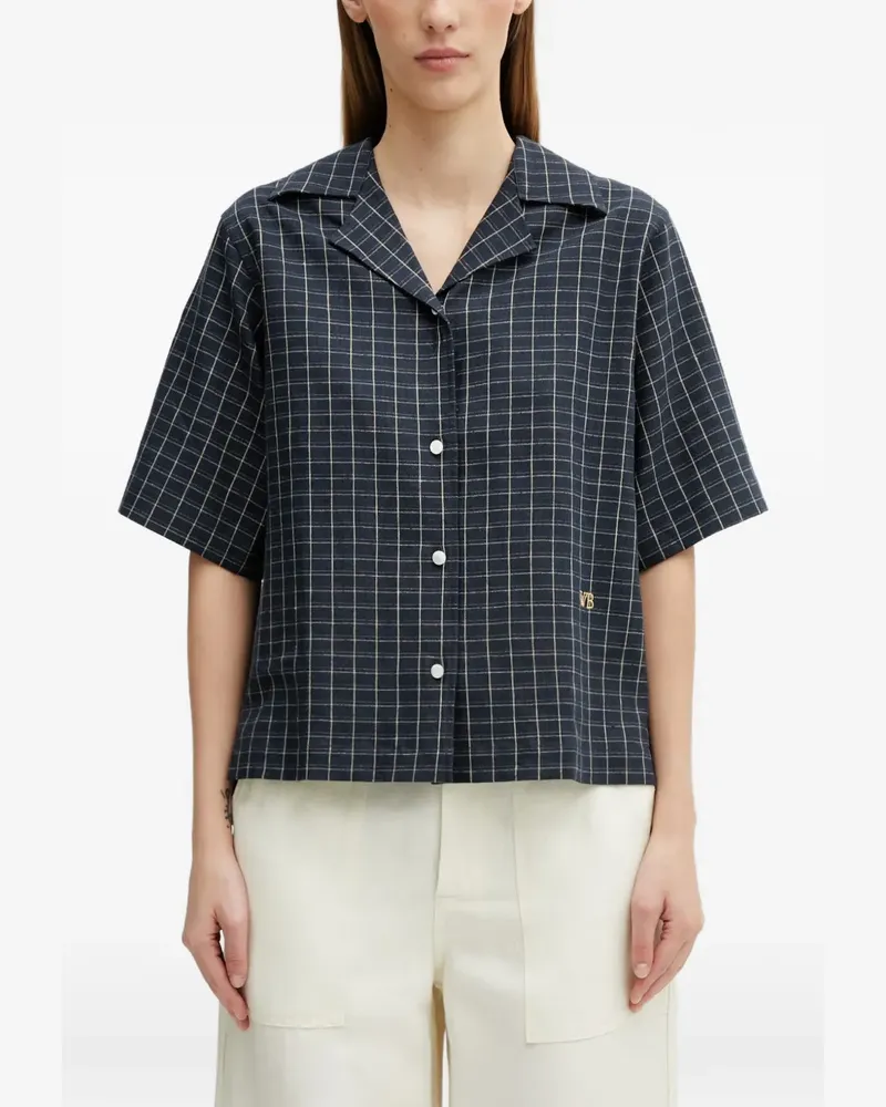 Wales Bonner London Bowling check-print short-sleeve shirt - Blau Blau