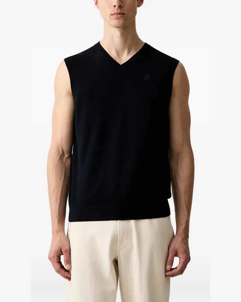 Karl Lagerfeld logo-embroidered V-neck sweater - Blau Blau
