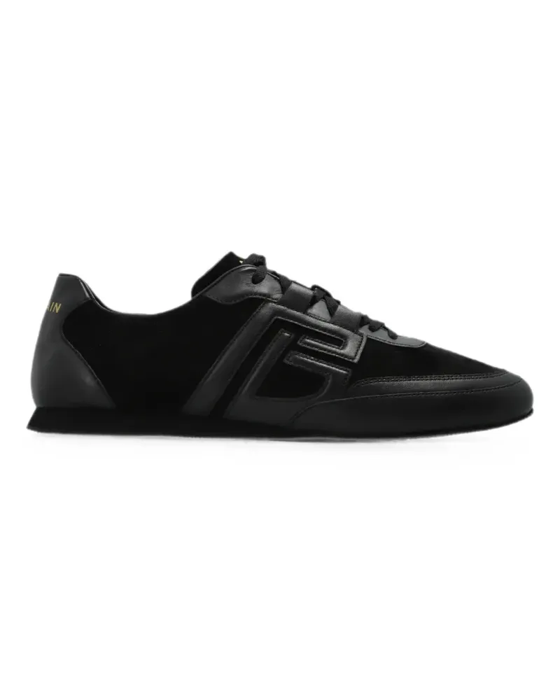 Balmain logo-patch leather sneakers - Schwarz Schwarz