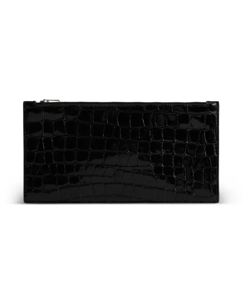 YU MEI Hannah Envelope crocodile-embossed leather pouch - Schwarz Schwarz