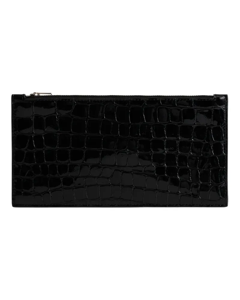YU MEI Hannah Envelope crocodile-embossed leather pouch - Schwarz Schwarz
