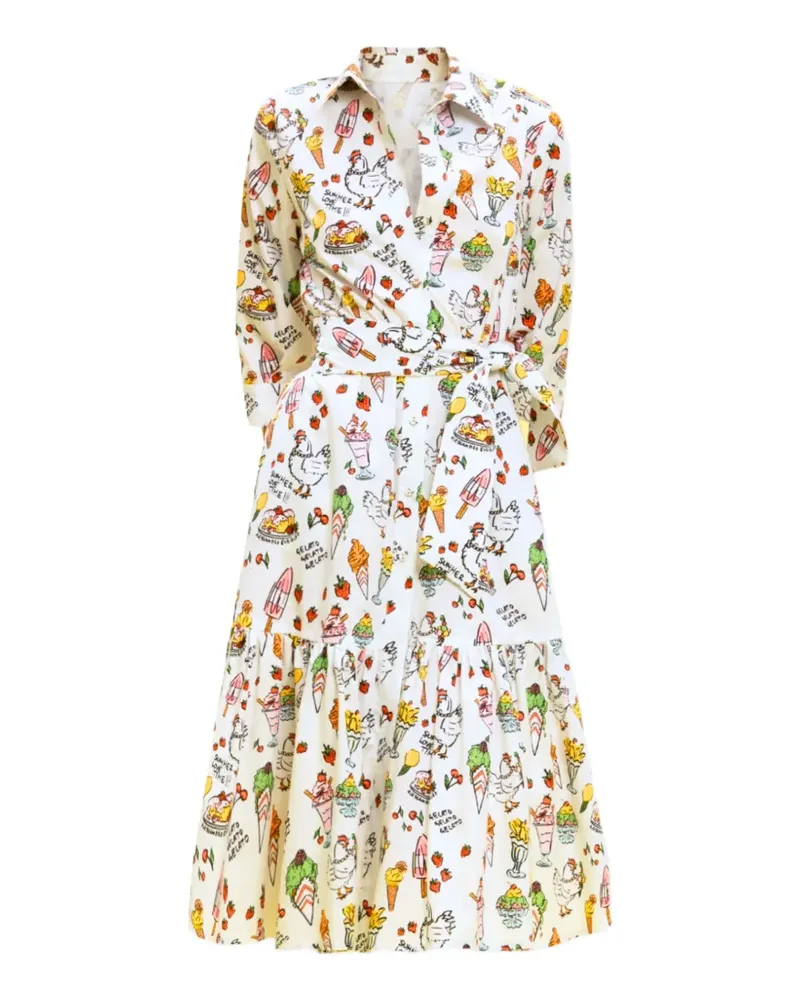 Alessandro Enriquez graphic-print tiered mini dress - Weiß Weiß