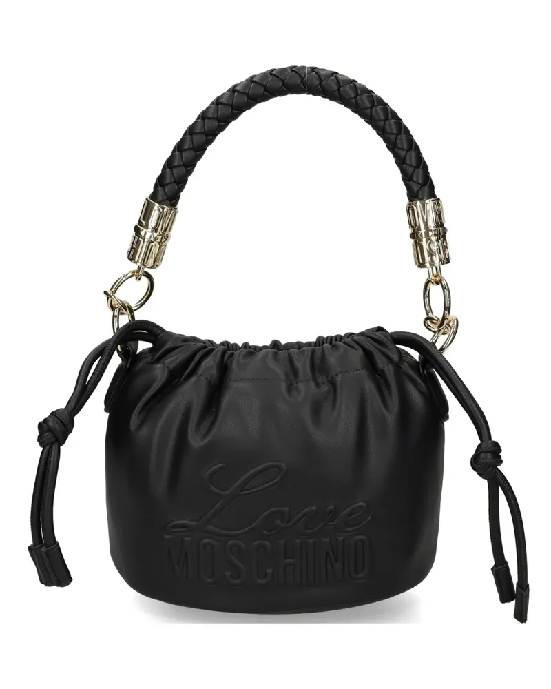 Moschino braided-handle logo-embossed shoulder bag - Schwarz Schwarz